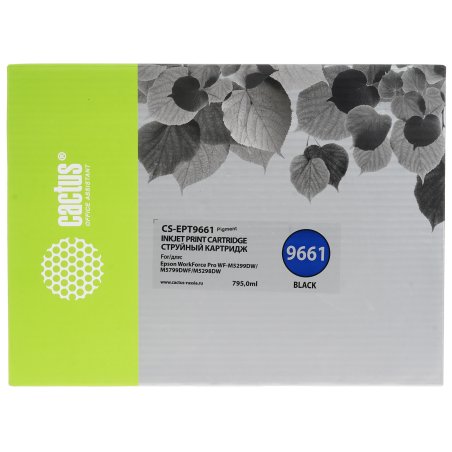 Картридж струйный Cactus CS-EPT9661 черный пигментный (40000 стр., 795 мл) для Epson WorkForce Pro WF-M5299DW/M5799DWF