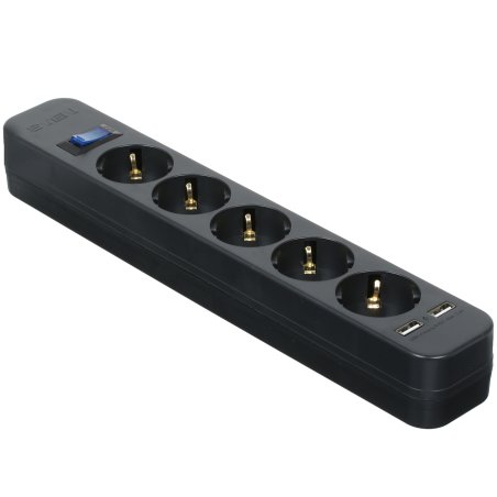 Фильтр SVEN SF-05LU 1,8 м (5 евро розеток,2*USB(2,4А)) черный, цветная коробка Surge protector SVEN SF-05LU 1,8 м (5 евро розеток,2*USB(2,4А)) черный, цветная коробка