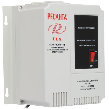 Стабилизаторы напряжения Ресанта АСН-1 500 Н/1-Ц 63/6/20 Стабилизатор Lux 220В±8%, Габариты 206х133х230, Вес 4,5кг