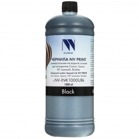 Чернила NVPRINT универсальные на водной основе NV-INK1000UBk для аппаратов Сanon/Epson/НР/Lexmark (1000 ml) черный