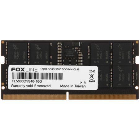 Оперативная память Foxline, DDR5, 16Gb (1x16 Gb), 5600 MHz, CL46, SO-DIMM