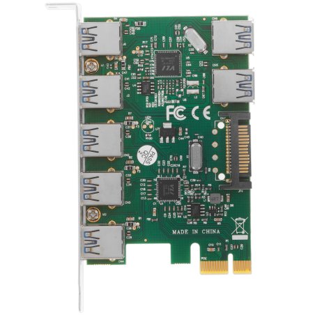 Контроллер ExeGate EXE-317 PCI-E 2.0, 5*USB 3.0 ext + 2*USB 3.0 int, разъем доп.питания (OEM)
