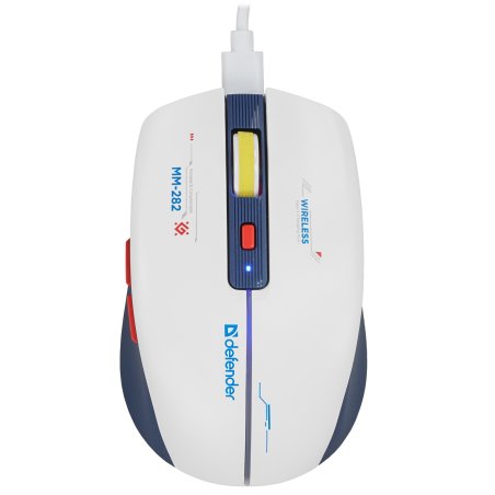 Мышь беспроводная Defender Dila MM-282 белый/синий, 1800 dpi, радиоканал, USB, кнопки - 6
