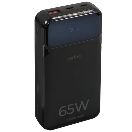 Мобильный аккумулятор Perfeo Powerbank LAPTOP 65W 20000 mAh/LED дисплей/PD+QC 3.0/2Type-C/1 USB,max 65W черный