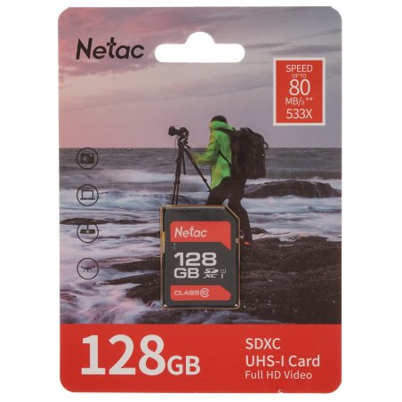 Флеш карта Netac P600 SDHC 128Gb U1/C10 up to 80Mb/s, retail pack