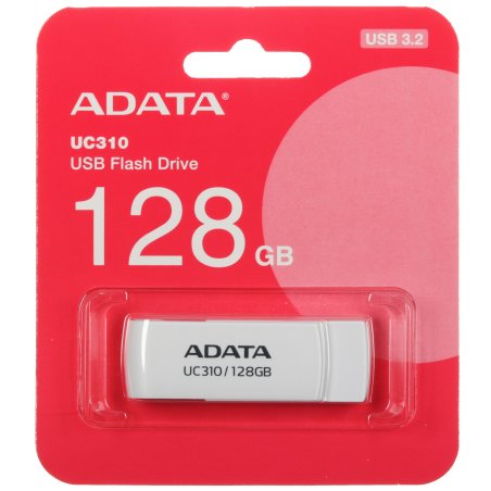 Флешка USB ADATA UC310 (UC310-128G-RWH), 128Gb, USB 3.2 Gen1, R/W 100/30, белый
