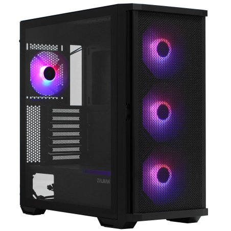 Компьютерный корпус ZALMAN Z10 PLUS, ATX, черный, WINDOW, 2x3.5", 2x2.5", 2xUSB 3.0, 1xUSB 3.1 Type-C, FRONT 3x140мм ARGb, REAR 1x120мм ARGb
