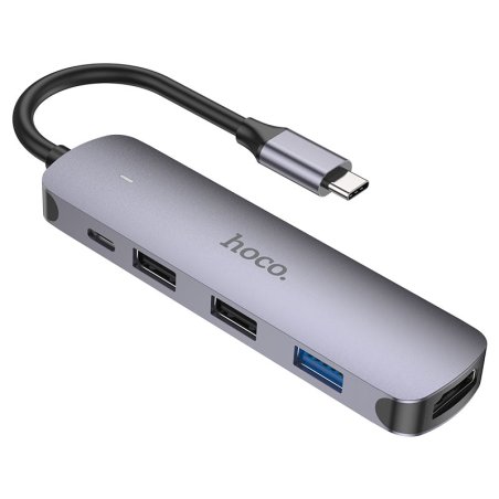 Разветвитель USB-C Hoco HB27 4порт. серый