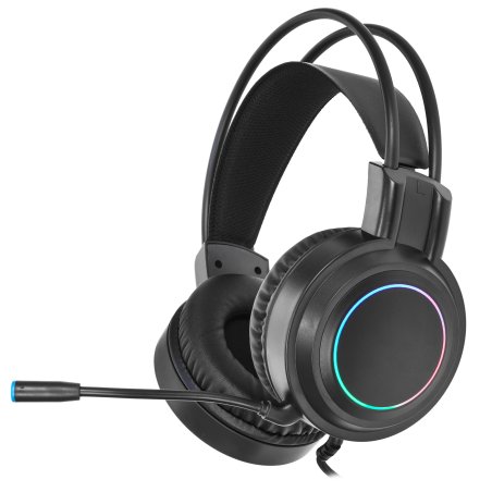 Perfeo игровая гарнитура RGF EARTH черная 1,8 м, разъем 3,5 мм (4 pin) и USB (LED), переходник