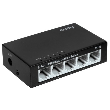 Коммутатор Cudy FS105 5-Port 10/100 Mbps Desktop Switch, 5 10/100M RJ45 Ports, Loop Detection, Metal Case, Power Saving, Plug & Play