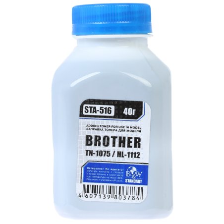 Тонер Brother TN 1075/1070/1060/1050/1040/1030/1020/1010/1000 HL-1112/1110/1111/1118 (фл,40г) B&W Standart фас. Россия