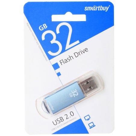 Флешка USB Smartbuy R/W V-Cut series Blue SB32GbVC-B, 32Gb, USB 2.0, R/W 25/15, голубой