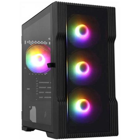 Компьютерный корпус 1STPLAYER TRILOBITE T3-G Black/mATX, TG/4x 120мм LED fans inc./T3-G-BK-4F1