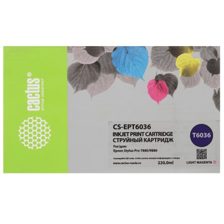 Картридж струйный Cactus CS-EPT6036 (T6036) светло-пурпурный пигментный (220 мл) для Epson Stylus PRO 7880/9880