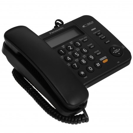 Телефон проводной Panasonic KX-TS2358RUB черный АОН,Caller ID,ЖКД,блокировка набора,выключение микрофона,кнопка "пауза"