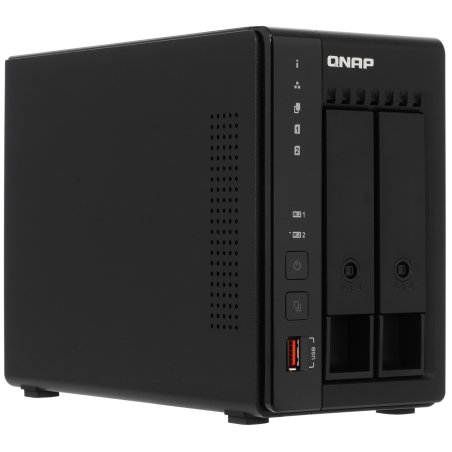 SMB QNAP TS-253E-8G NAS, 2-tray w/o HDD. 2xHDMI-port. 4-core Celeron J6412 2-2.6 GHz, 8Gb DDR, 2x2.5Gb LAN, 2 x M.2 2280 PCIe Gen 3 x2, 2x USB 3.2 Gen 2 (10Gbps) Port, 2x USB 2.0 port
