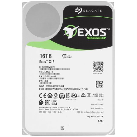 Жесткий диск Seagate 16Tb, ST16000NM002G, SAS Exos X16, 7200 rpm, 256Mb buffer