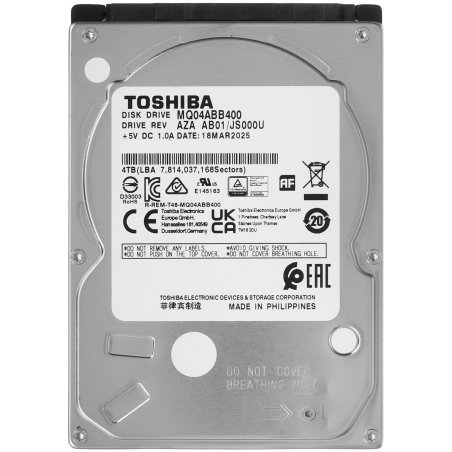 Жесткий диск HDD Toshiba SATA 4TB 2.5" 6.0 Gbit/s 5400 rpm 128Mb 1 year warranty (replacement ST4000LM024)