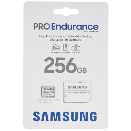 Флеш карта microSDXC 256Gb Samsung PRO ENDURANCE (40/100 Mb/s, adapter) (MB-MJ256KA/APC)