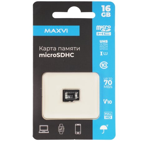 Карта памяти Maxvi microSDHC 8Gb, class 10, UHS-I (1), V10