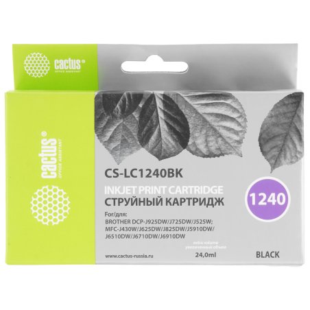 Картридж струйный Cactus CS-LC1240BK черный (24 мл) для Brother MFC-J6510/6910DW