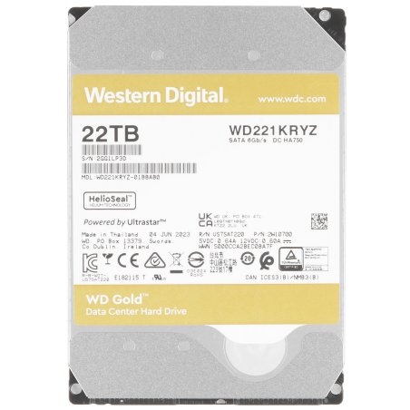Жесткий диск Western Digital GOLD WD221KRYZ 22Tb 3.5" 7200 RPM 512MB 512e SATA-III