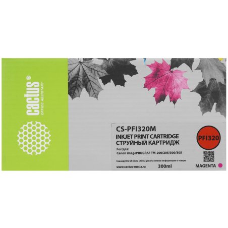 Картридж струйный Cactus CS-PFI320M пурпурный (300мл) для Canon imagePROGRAF TM-200/TM-200 MFP L24ei/TM-205/TM-300