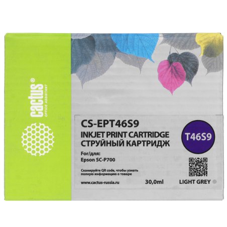 Картридж струйный Cactus CS-EPT46S9 T46S9 светло-серый (30мл) для Epson SureColor SC-P700
