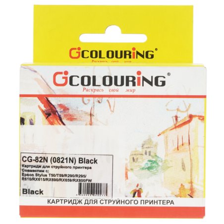 Картридж струйный Colouring CG-0821 черный водный для Epson STYLUS R270/R290/R295/R390/RX590/RX610/RX615/RX690/1410/TX700W/TX800FW/T50