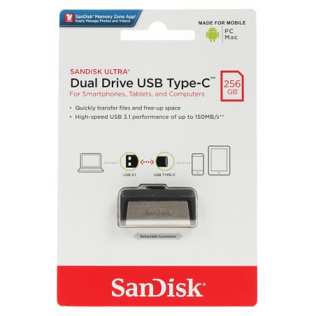 Флешка USB 256Gb SanDisk Ultra Dual, USB 3.0 - USB Type-C