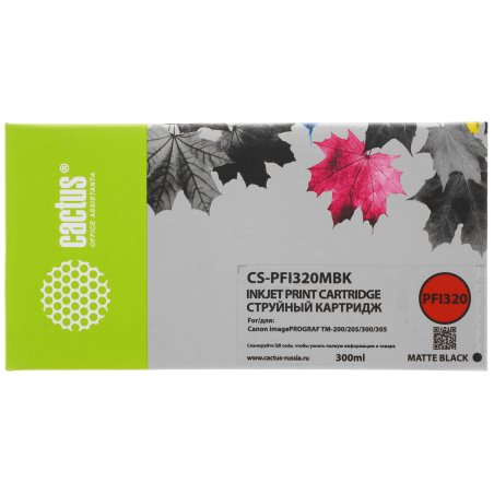 Картридж струйный Cactus CS-PFI320MBK черный матовый (300мл) для Canon imagePROGRAF TM-200/TM-200 MFP L24ei/TM-205/TM-300