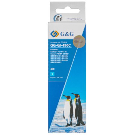 Чернила G&G GG-GI-490C GI-490 голубой 70мл для Canon Pixma G1400/G2400/G3400/G4400