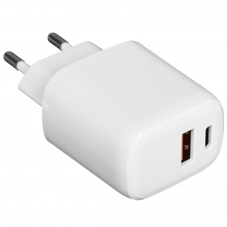 Сетевое зарядное устройство Qumo Energy PD 35W (Charger 0074), два порта: Type-C PD + Type-C PD, белый