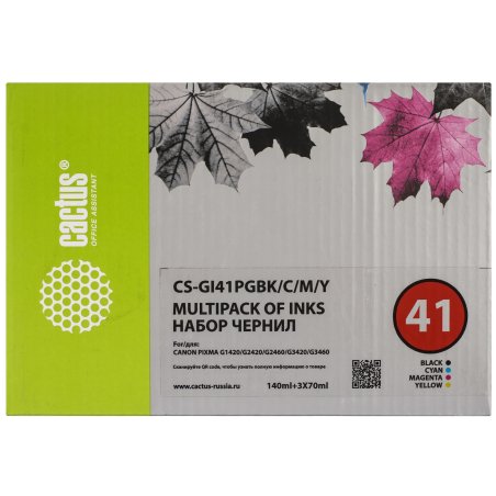 Чернила Cactus CS-GI41PGbK черный140мл для Canon PIXMA G1420/G2420/G2460/G3420/G3460