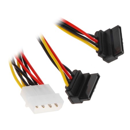 Кабель-переходник питания Vention MOLEX 4pin M / 2 x SATA 15pin F угол 90 - 0.15м KDCBB
