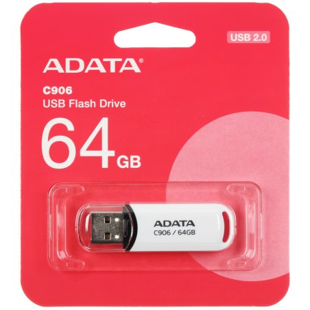 Флешка USB ADATA Classic C906 (AC906-64G-RWH), 64Gb, USB 2.0, R/W 15/5, белый