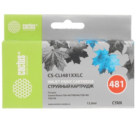 Картридж струйный Cactus CS-CLI481XXLC голубой (12мл) для Canon Pixma TR7540/TR8540/TS6140/TS8140