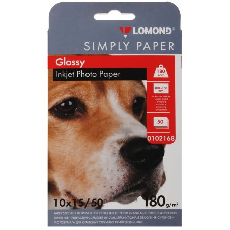 Бумага Lomond Simply 0102168 10x15/180г/м2/50л./белый CIE148% глянцевое для струйной печати
