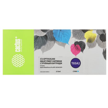 Картридж струйный Cactus CS-EPT05A200 (T05A2) голубой (215 мл) для Epson WorkForce Pro WF-C878/C879
