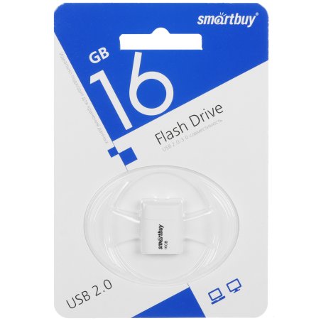 Флешка USB Smartbuy LARA White (SB16GbLARA-W), 16 Gb, USB 2.0, R/W 15/5, белый