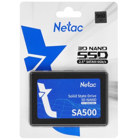 Накопитель SSD Netac SA500, 960Gb, SATA III, 2.5", R/W 530/475