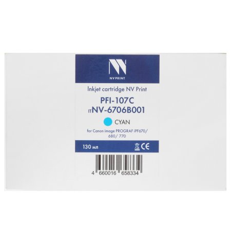 Картридж струйный NVPrint PFI-107C (NV-6706B001) Cyan для Canon imagePROGRAF iPF670/680/770 (130 мл)