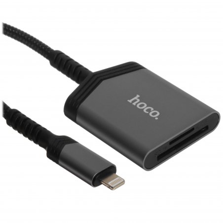 Кард-ридер Hoco UA25/серый/SD/TF/MicroSD/USB Type-C (OTG)/алюминий