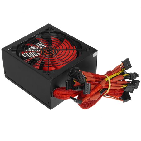 Блок питания Ginzzu PC800 Red, 800Вт, 80 PLUS, 140мм, черный / красный