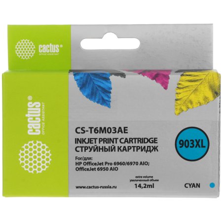Картридж струйный Cactus CS-T6M03AE №903XL голубой (14.2 мл) для HP OJP 6950/6960/6970