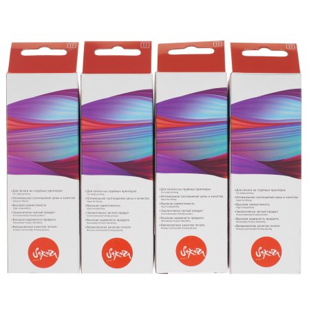 Набор чернил Sakura SIC13T664BA(664 BK) для Epson, водорастворимый тип, (черный, голубой, пурпурный, желтый), 4шт в наборе.