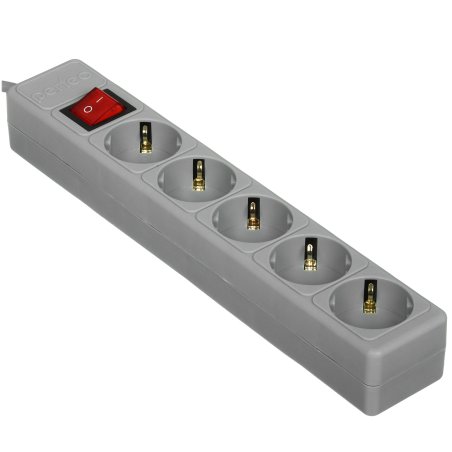 Сетевой фильтр Perfeo "POWER+",PF_A4663 (5,0м, 5 розеток, серый (PF-PP-5/5,0-G))