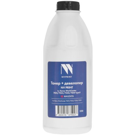 Тонер + девелопер NVPrint для Xerox WorkCenter 7425, 7525, 7220, 7830 Type3 (250г) Magenta. WC 7425, 7428, 7435; WC 7220, 7225; WC 7525, 7530, 7535, 7545, 7556, 7830, 7835, 7845, 7855, 7970; Color C60, С70; Color 550, 560, 570; Phaser 7800; Phaser 6700; 7