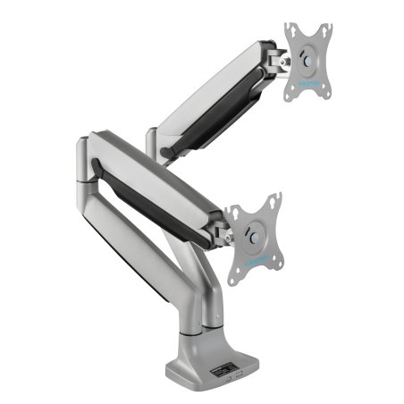 Кронштейн Kromax OFFICE-22 серебристый, 4 шт/уп. Кр. алюм. настол. для мон. 17"-35", max 2x15 кг, 6 ст св., нак. ±90°, пов. 360°, max VESA 100x100 мм.