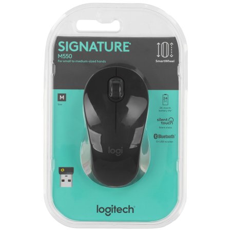 Мышь беспроводная Logitech M220 SILENT черный/серый, 1000 dpi, радиоканал, USB, кнопки - 3